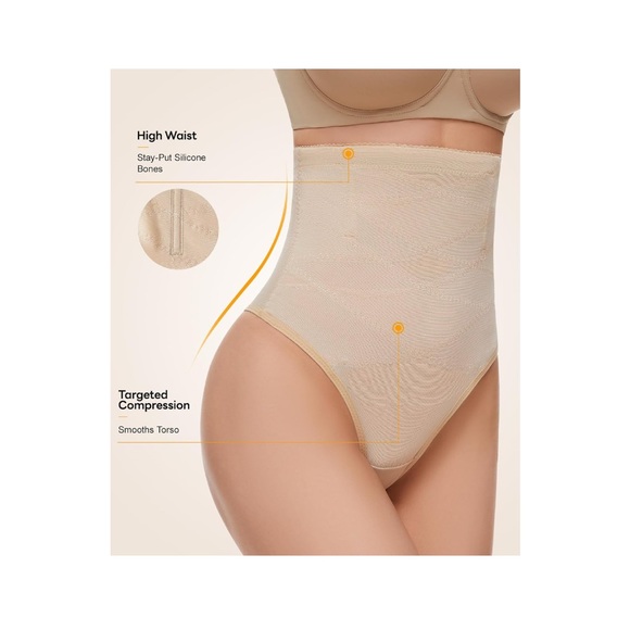 Women👩🏻High Waisted Stay-Put Body Shaper Girdle Compression Shapewear Thong Sz M - Picture 4 of 7